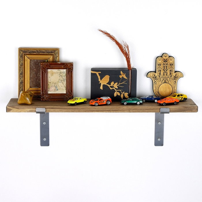Hanah Home Lam002 Estantería Decorativa de Pared en Madera y Metal Negro y Nogal Hanah Home Lam002 Estantería Decorativa de Pared en Madera y Metal Negro y Nogal